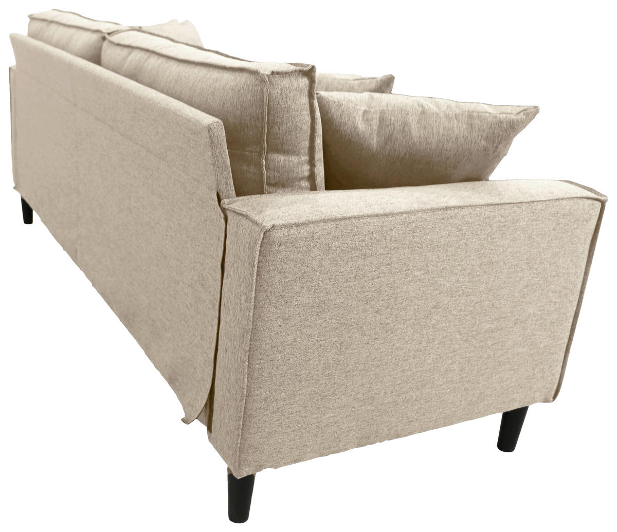 2-SITZER-SOFA in Leinenoptik Beige  - Beige/Schwarz, Basics, Holz/Textil (141,5/84/83cm) - P & B