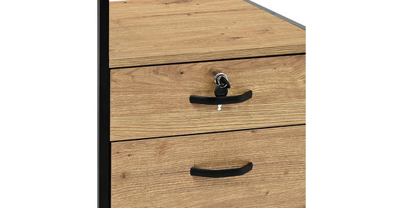 ROLLCONTAINER Schwarz, Eiche Artisan  - Schwarz/Eiche Artisan, Design, Holzwerkstoff/Kunststoff (43/66/45cm) - Carryhome