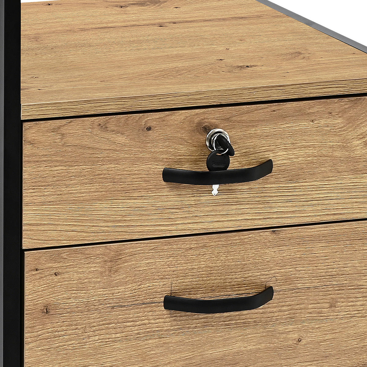 POJÍZDNÝ KONTEJNER, 43/66/45 cm - černá/dub artisan, Design, kov/kompozitní dřevo (43/66/45cm) - Carryhome