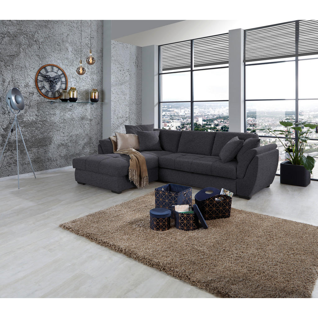 Thumbnail - Livetastic Ecksofa, Anthrazit, Textil, 3-Sitzer, Ottomane links, L-Form, 278x187 cm, seitenverkehrt erhältlich, Wohnzimm...
