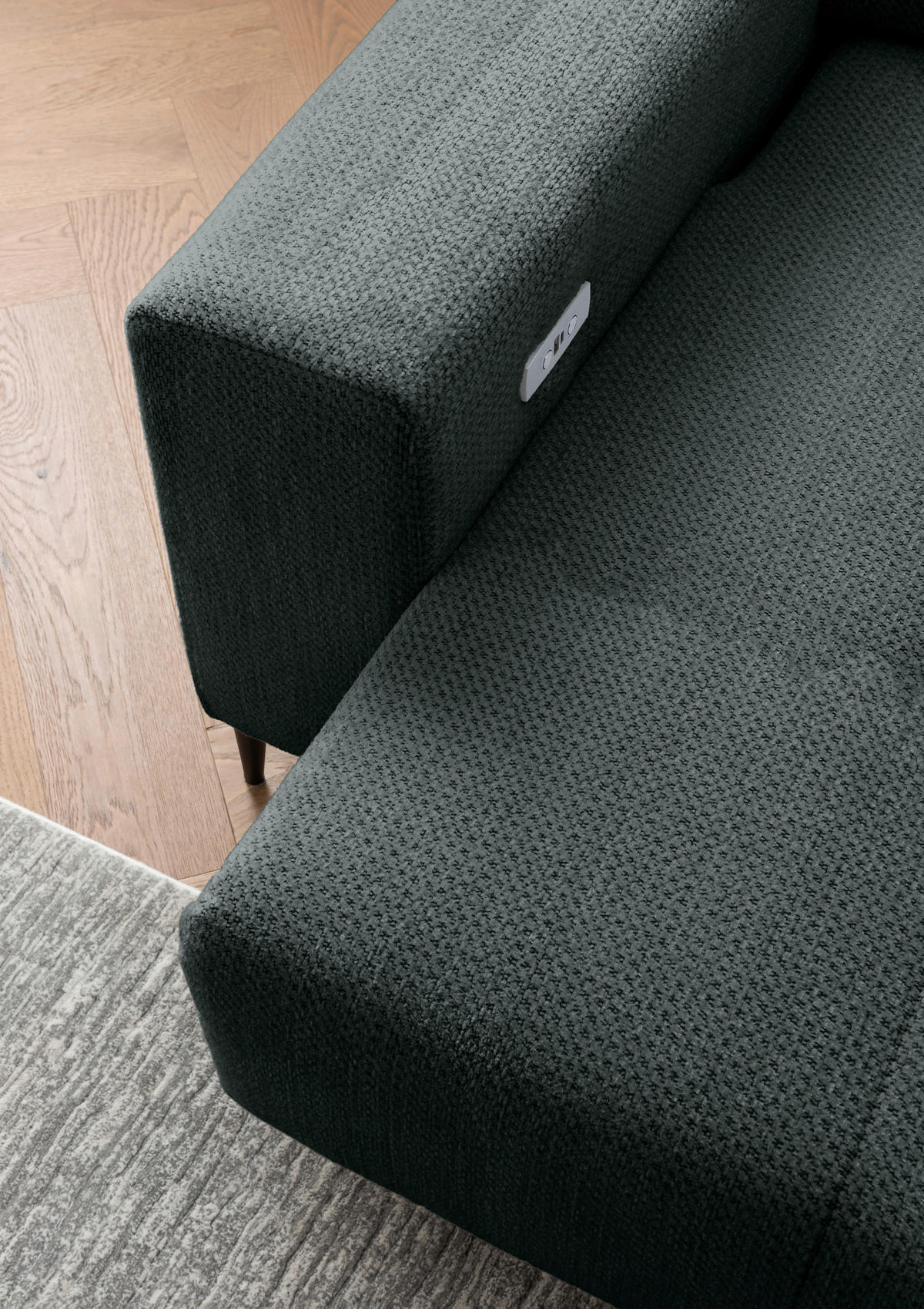 ECKSOFA Chenille Dunkelgrün  - Dunkelgrün/Schwarz, Basics, Textil/Metall (250/183cm) - Livetastic