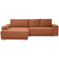 ECKSOFA inkl. Funktionen in Flachgewebe Braun  195/293 cm  - Silberfarben/Braun, Design, Holz/Textil (195/293cm) - Cantus