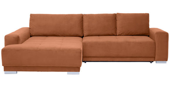 ECKSOFA inkl. Funktionen in Flachgewebe Braun  195/293 cm  - Silberfarben/Braun, Design, Holz/Textil (195/293cm) - Cantus