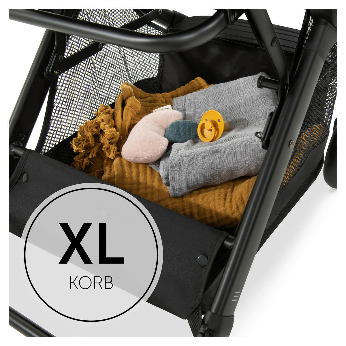 BUGGY Travel N Care  - Schwarz/Olivgrün, Basics, Metall (86/50/104cm) - Hauck
