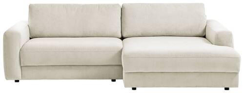 ECKSOFA in Cord Creme  - Creme/Schwarz, Modern, Textil (250/176cm) - Trendmanufaktur