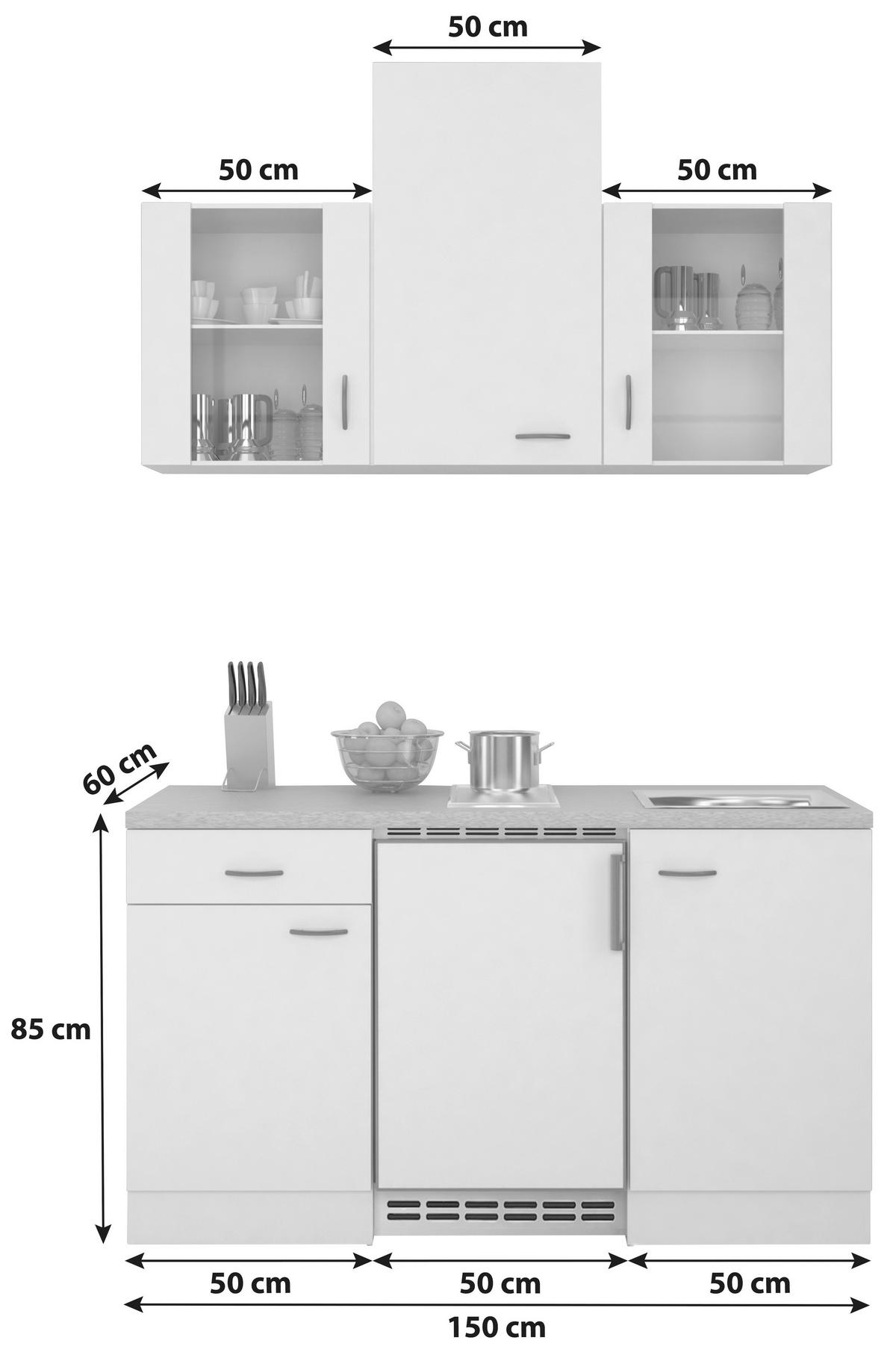 MINIKÜCHE 150 cm   in Buchefarben  - Edelstahlfarben/Beige, MODERN, Glas/Holzwerkstoff (150cm) - FlexWell