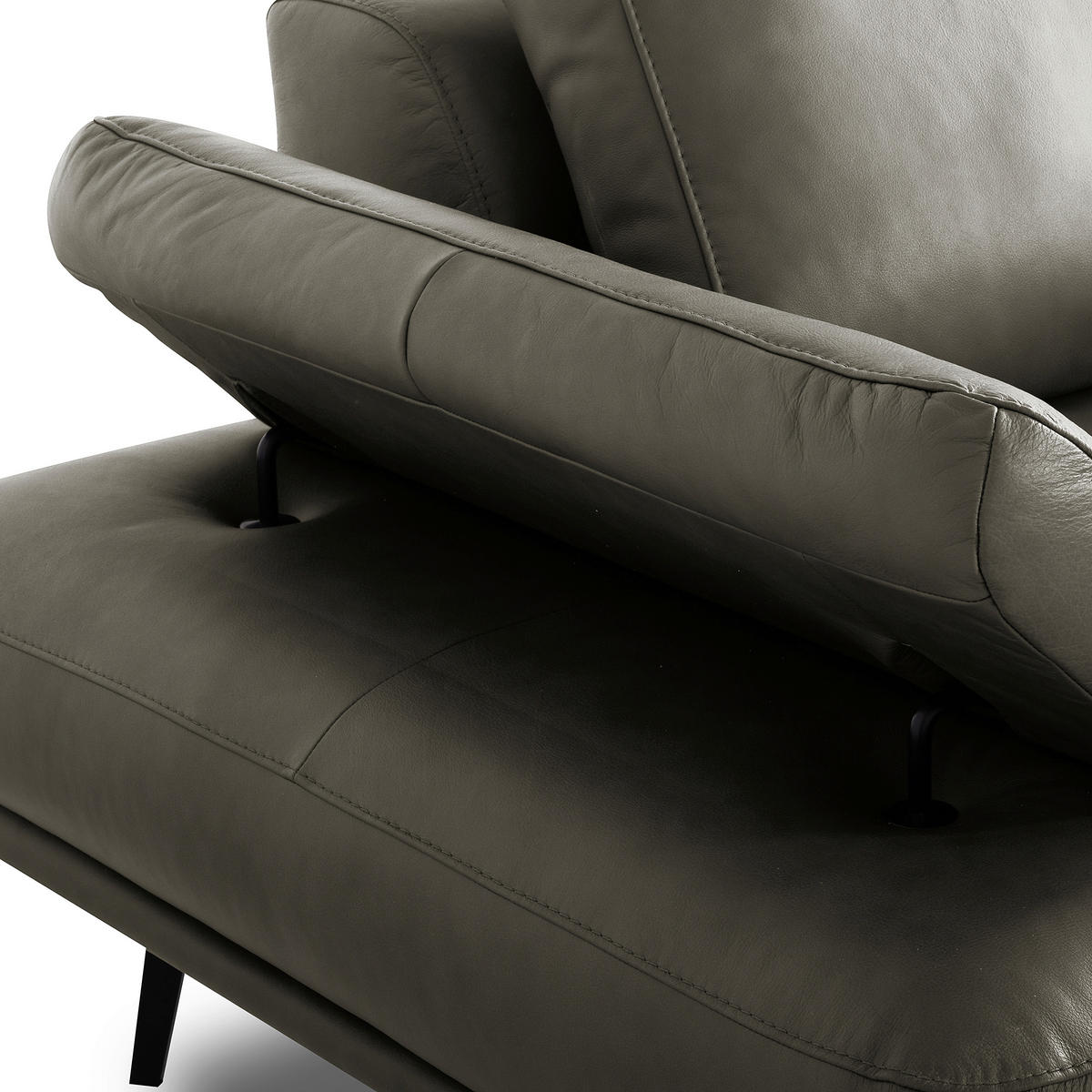 ECKSOFA  in Echtleder Grau  306/237 cm  - Schwarz/Grau, Design, Leder/Metall (306/237cm) - Livetastic