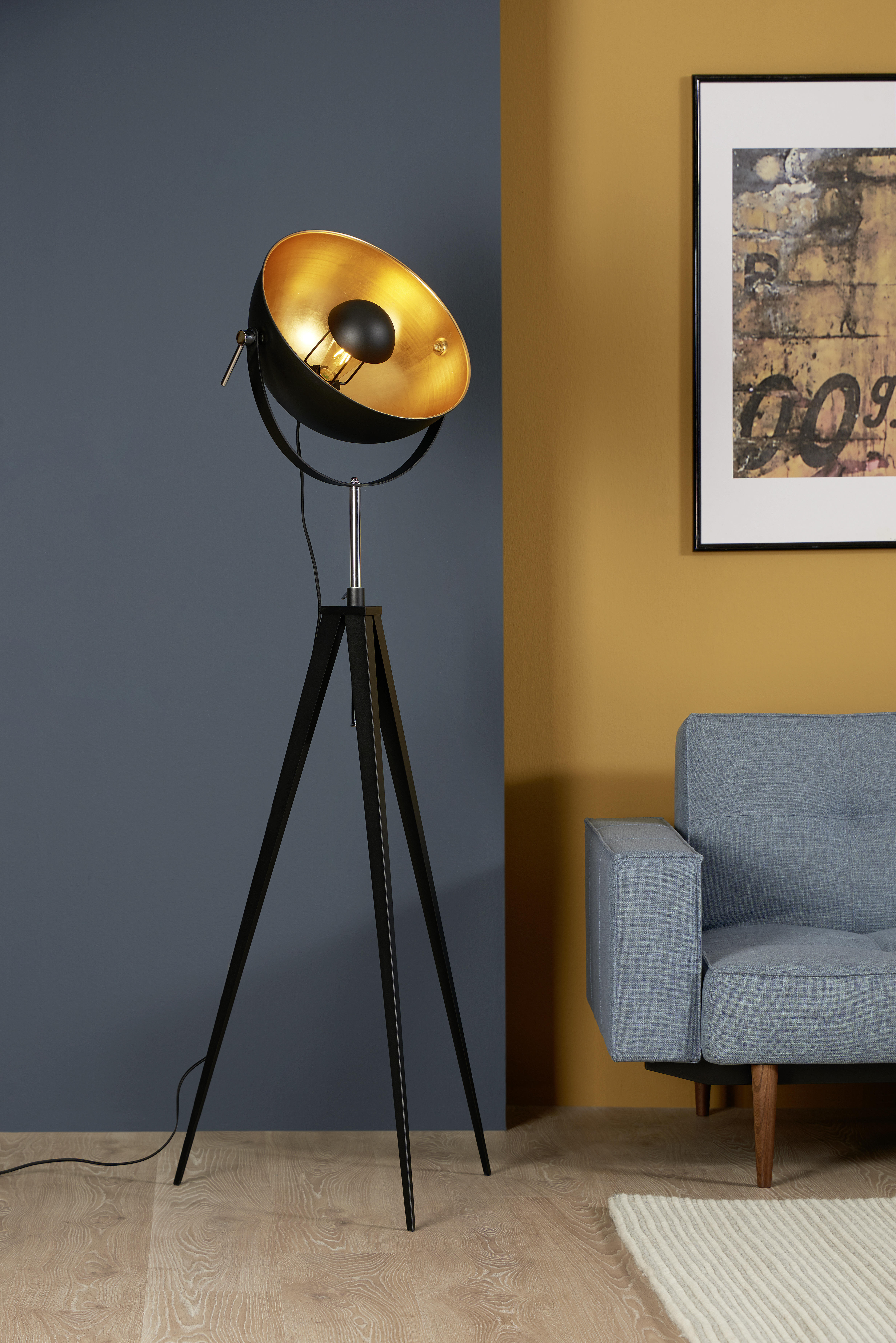 STOJACIA LAMPA, 40/168 cm  - čierna/zlatá, Trend, kov (40/168cm)