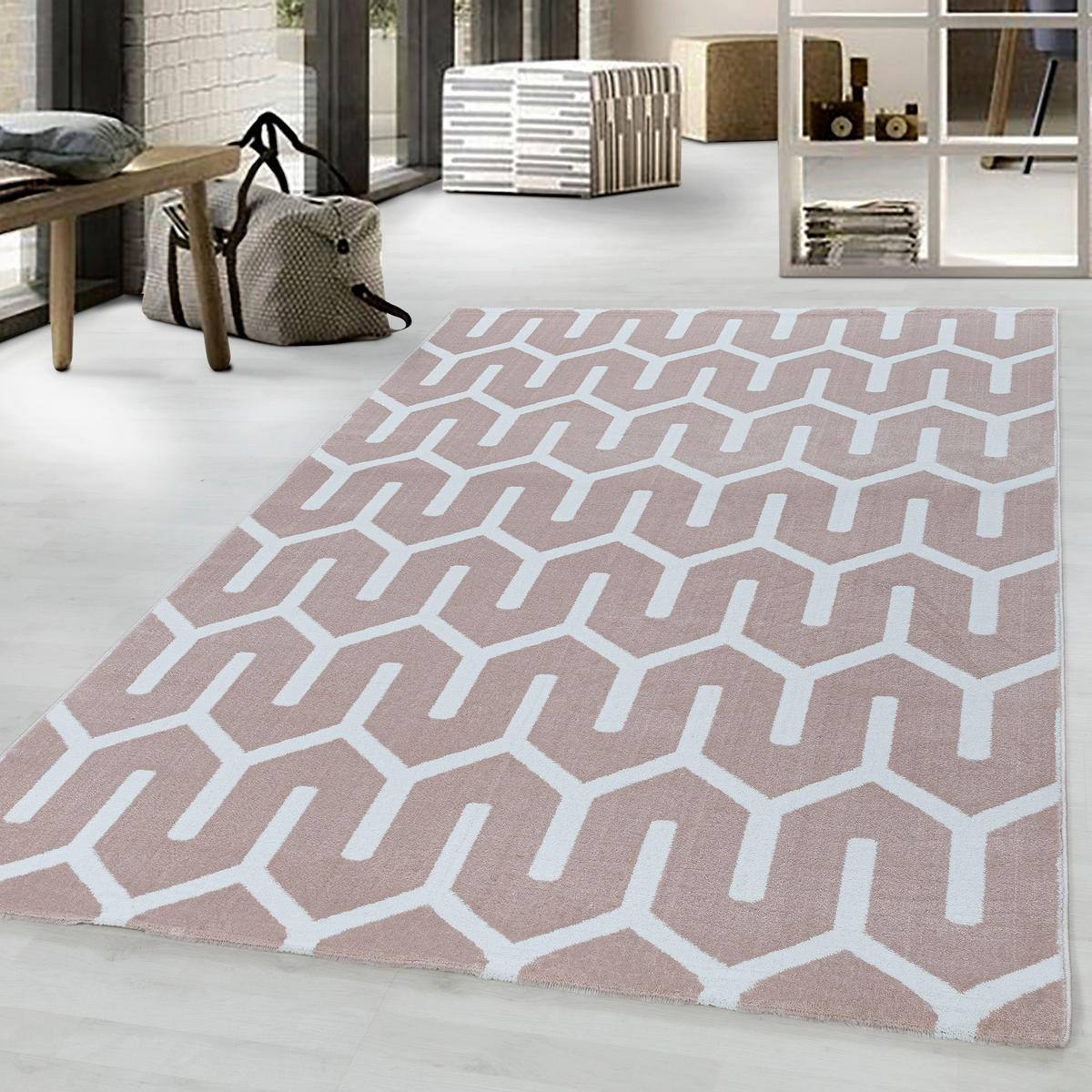 VÄVD MATTA 200/290 cm Costa 3524 Pink  - pink, Design, textil (200/290cm)