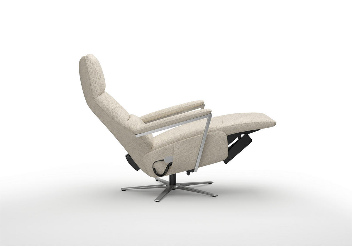RELAXSESSEL TV VARIO COMFORT E L3 Chenille Kopfteilverstellung, Rücken echt    - Sandfarben/Silberfarben, Basics, Textil/Metall (70/128/85cm) - Sit & More
