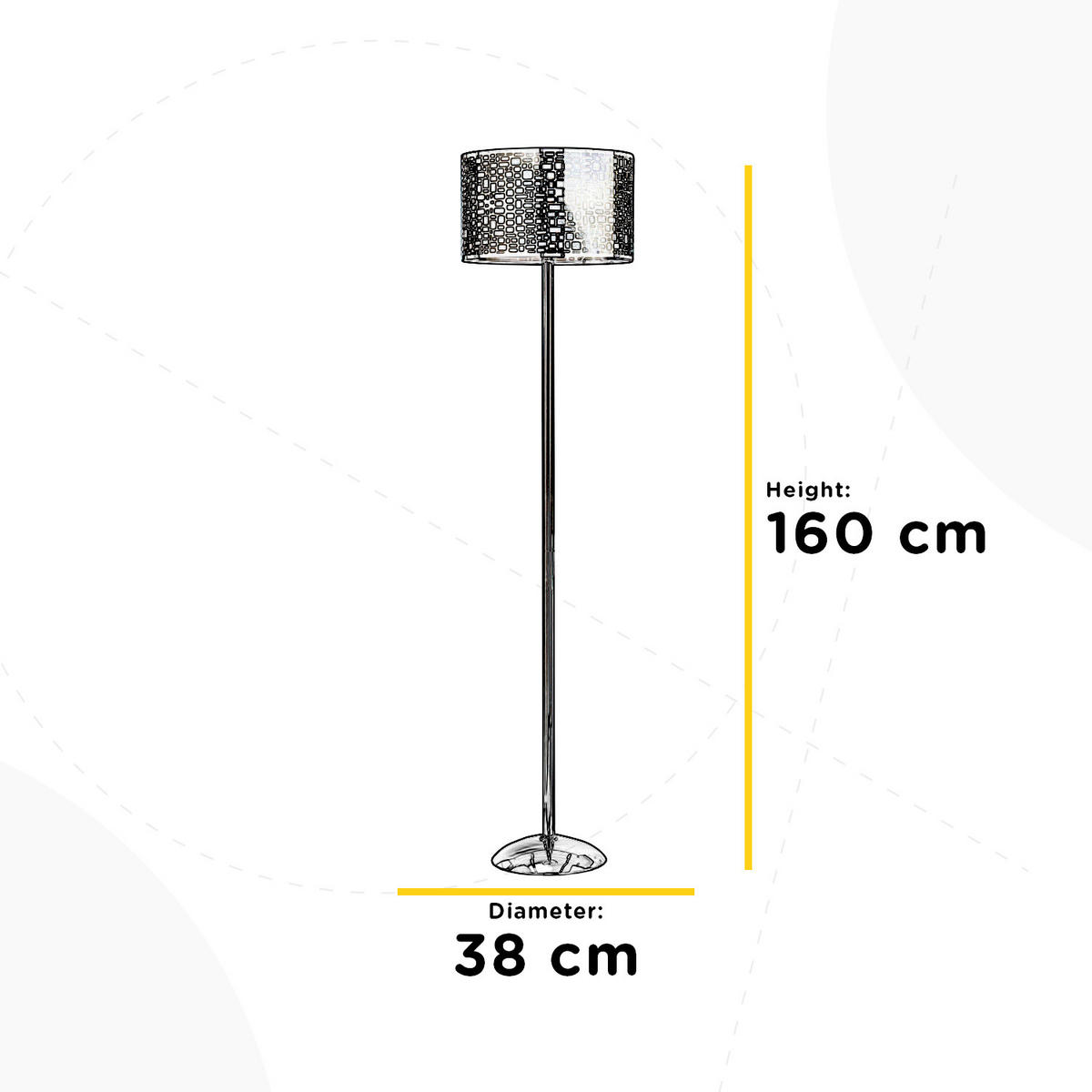STEHLEUCHTE 38/38/160 cm    - Chromfarben/Schwarz, Basics, Kunststoff/Metall (38/38/160cm)