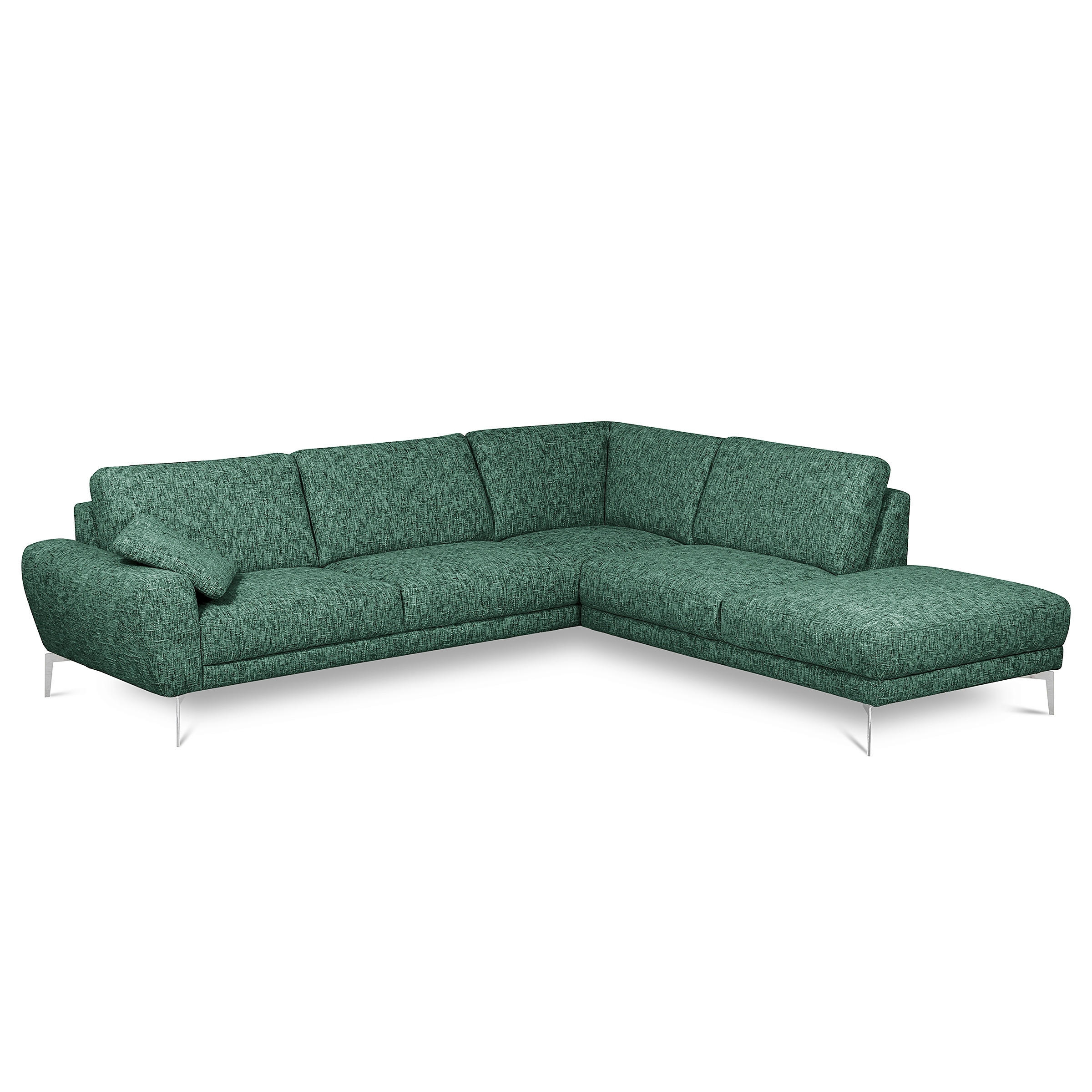 ECKSOFA SPRING Grün Webstoff Zierkissen  - Chromfarben/Grün, Design, Textil/Metall (273/250cm) - Livetastic