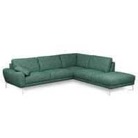 ECKSOFA  Webstoff Grün  - Chromfarben/Grün, Design, Textil/Metall (273/250cm) - Livetastic