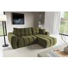 ECKSOFA FERANO in Velours Olivgrün  253/172 cm  - Schwarz/Olivgrün, Design, Kunststoff/Textil (253/172cm) - Livetastic