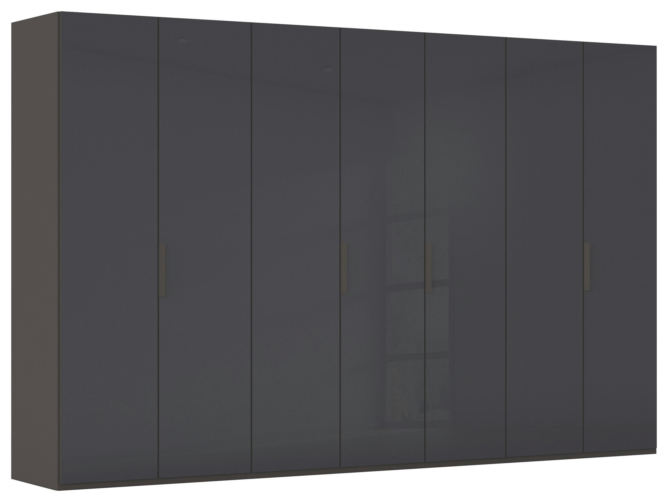DREHTÜRENSCHRANK 350/223/61 cm,  in Graphitfarben, 7-türig  - Graphitfarben, Basics, Glas/Holzwerkstoff (350/223/61cm) - Novel