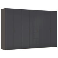 DREHTÜRENSCHRANK 350/223/61 cm,  in Graphitfarben, 7-türig  - Graphitfarben, Basics, Glas/Holzwerkstoff (350/223/61cm) - Novel