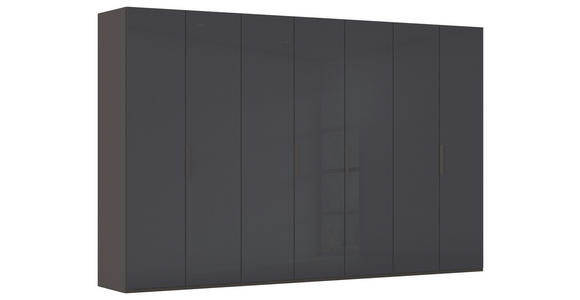 DREHTÜRENSCHRANK 350/235/61 cm,  in Graphitfarben, 7-türig  - Graphitfarben, Basics, Glas/Holzwerkstoff (350/235/61cm) - Novel