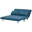 SCHLAFSOFA Samt Dunkelblau  - Schwarz/Dunkelblau, Design, Holz/Textil (143/82/91cm) - Carryhome