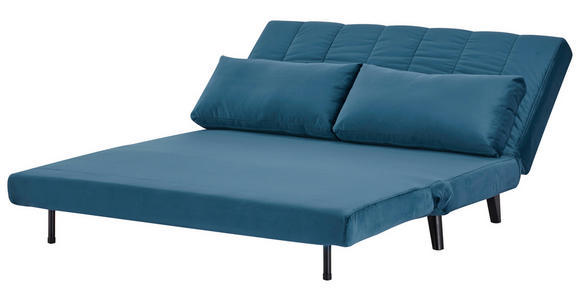 SCHLAFSOFA Samt Dunkelblau - Schwarz/Dunkelblau, Design, Holz/Textil (143/82/91cm) - Carryhome