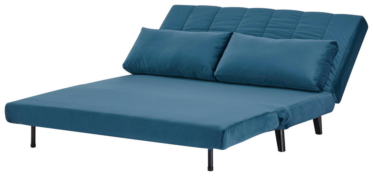 SCHLAFSOFA Samt Dunkelblau  - Schwarz/Dunkelblau, Design, Holz/Textil (143/82/91cm) - Carryhome