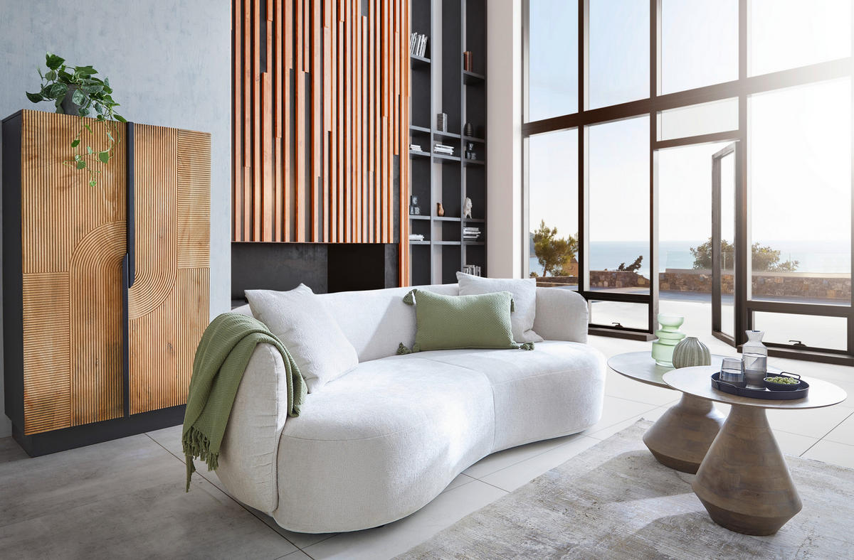 BIG SOFFA i chenille beige  - beige/svart, Modern, textil/plast (235/72/110cm) - MID.YOU