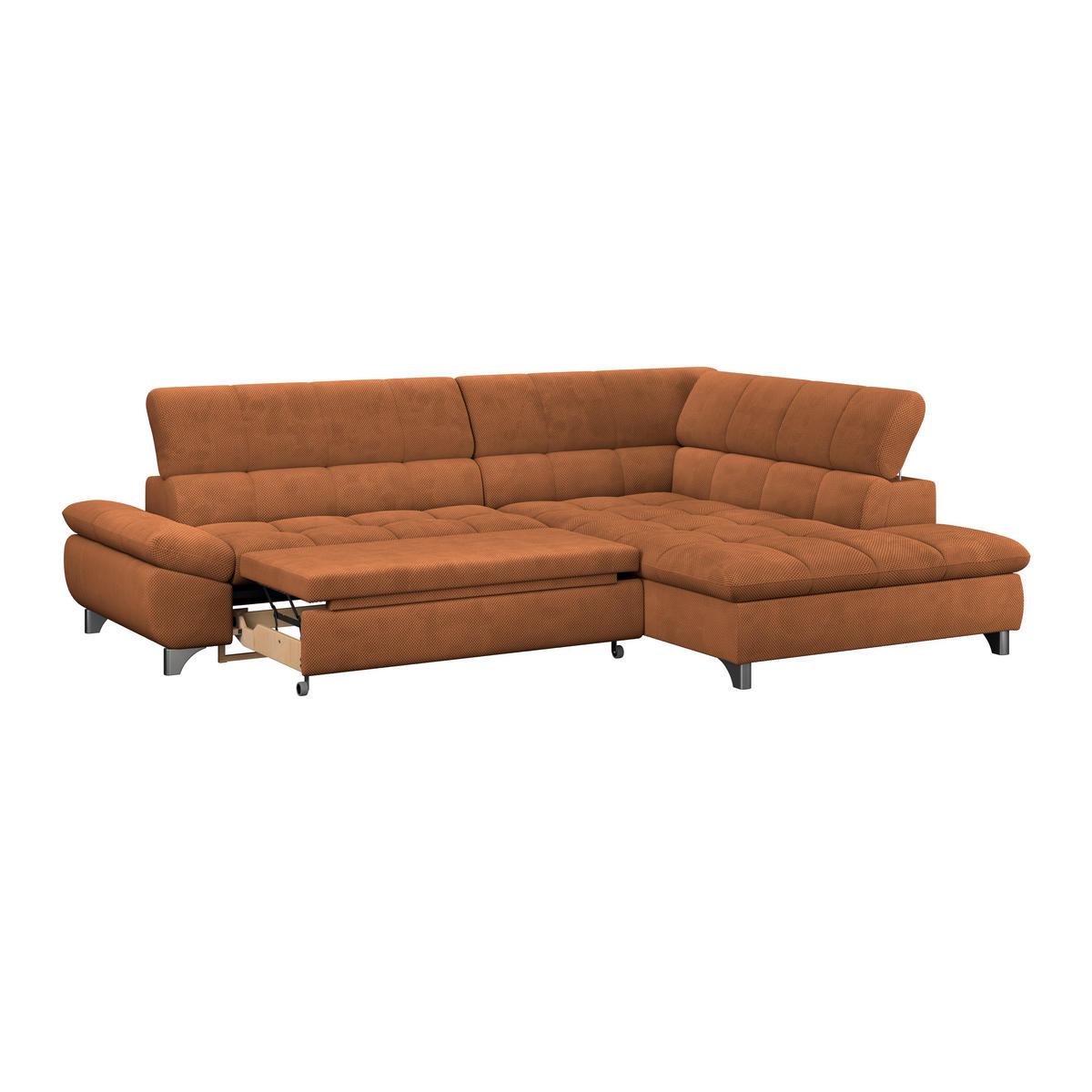 ECKSOFA Terracotta Chenille  - Chromfarben/Terracotta, KONVENTIONELL, Textil/Metall (312/234cm) - Livetastic