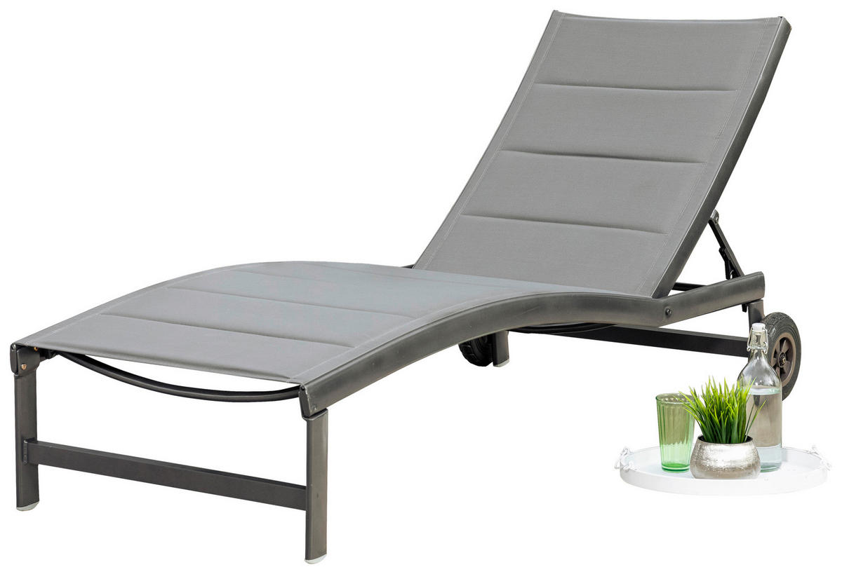 GARTENLIEGE 70/37,5/207 cm  - Graphitfarben/Grau, KONVENTIONELL, Textil/Metall (70/37,5/207cm) - Gardenson