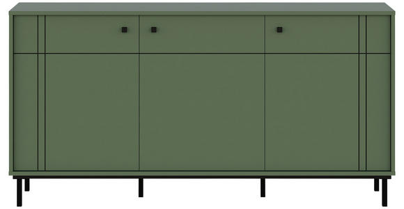 SIDEBOARD in 160,2/81,8/37 cm - Schwarz/Grün, MODERN, Holzwerkstoff/Kunststoff (160,2/81,8/37cm) - Carryhome