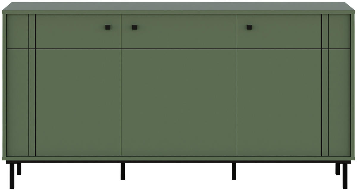 SIDEBOARD 160,2/81,8/37 cm  in Grün  - Schwarz/Grün, Modern, Holzwerkstoff/Kunststoff (160,2/81,8/37cm) - Carryhome