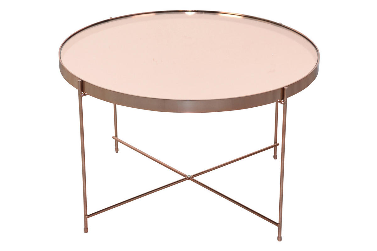 COUCHTISCH Spiegelglas 62,5/62,5/38 cm rund Roségold  - Roségold, Design, Glas/Metall (62,5/62,5/38cm) - MID.YOU