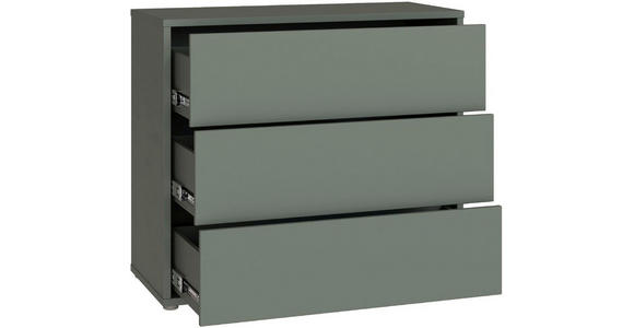 KOMMODE , 95/83/42 cm, 3 Schublade(n)  - Salbeigrün/Silberfarben, Trend, Holzwerkstoff/Kunststoff (95/83/42cm) - Carryhome