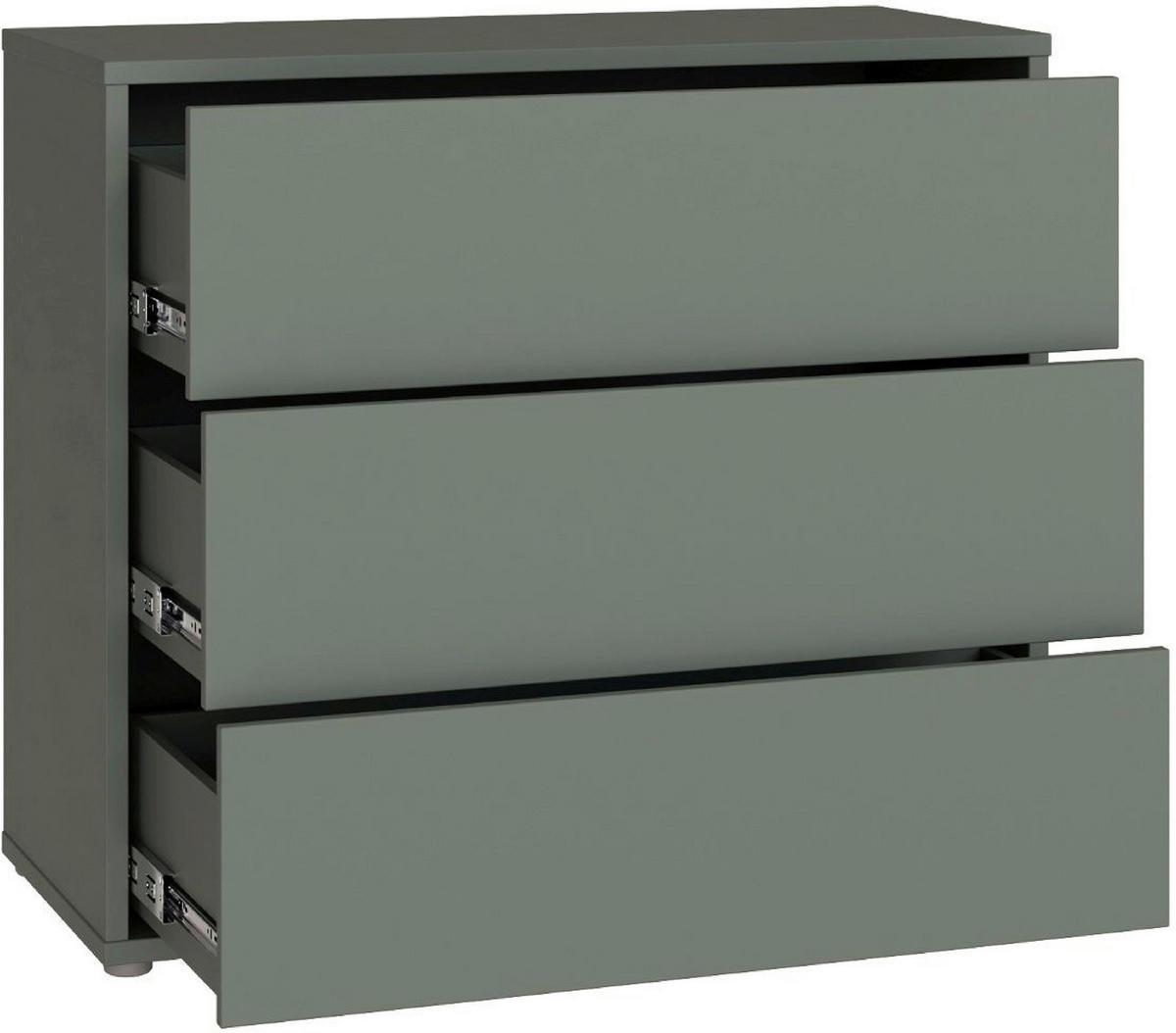 KOMMODE , 95/83/42 cm, 3 Schublade(n)  - Salbeigrün/Silberfarben, Trend, Holzwerkstoff/Kunststoff (95/83/42cm) - Carryhome