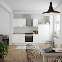 KÜCHENBLOCK Touch 300 cm  in Weiß, Eichefarben  - Edelstahlfarben/Eichefarben, MODERN, Holzwerkstoff/Metall (300cm) - Nobilia