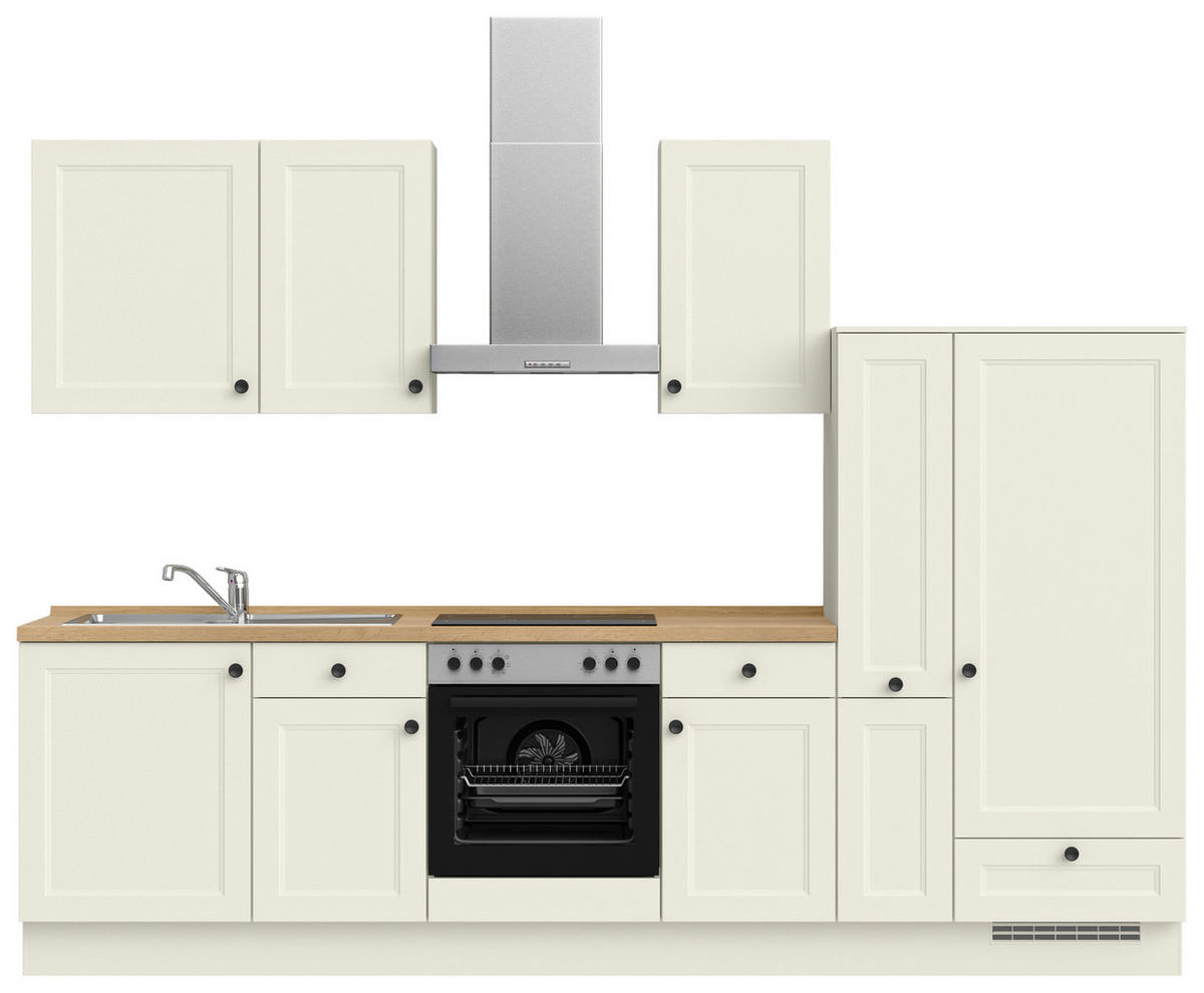 KÜCHENBLOCK Cascada 300 cm  in Weiß, Eichefarben  - Eichefarben/Schwarz, MODERN, Holzwerkstoff/Metall (300cm) - Nobilia