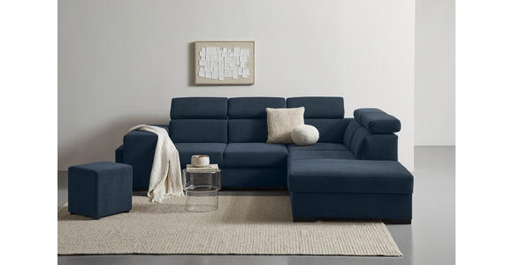 ECKSOFA  in Webstoff Dunkelblau  - Schwarz/Dunkelblau, KONVENTIONELL, Holz/Textil (283/244cm) - Carryhome