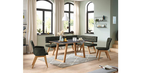 ECKBANK 195/155 cm in Dunkelgrün - Dunkelgrün/Eichefarben, KONVENTIONELL, Holz/Textil (195/155cm) - Dieter Knoll