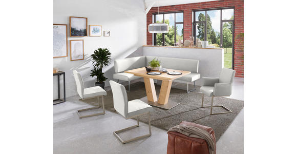 ECKBANK 160/208 cm  in Edelstahlfarben, Hellgrau  - Edelstahlfarben/Hellgrau, Design, Textil/Metall (160/208cm) - Dieter Knoll