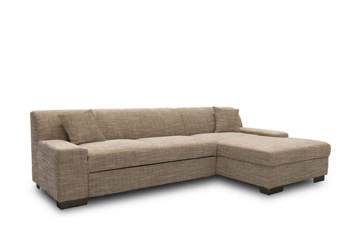ECKSOFA Braun, Beige Webstoff  - Wengefarben/Beige, Design, Holz/Textil (268/153cm) - MID.YOU