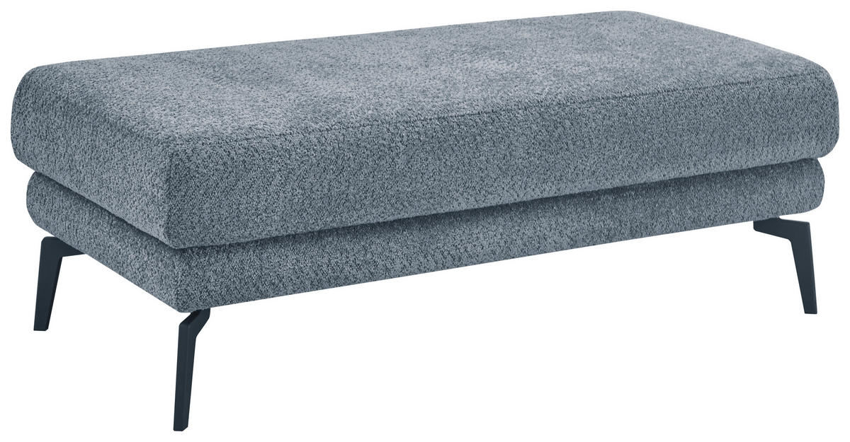 HOCKER Chenille Blau  - Blau/Schwarz, KONVENTIONELL, Textil/Metall (130/44/68cm) - SetOne by Musterring