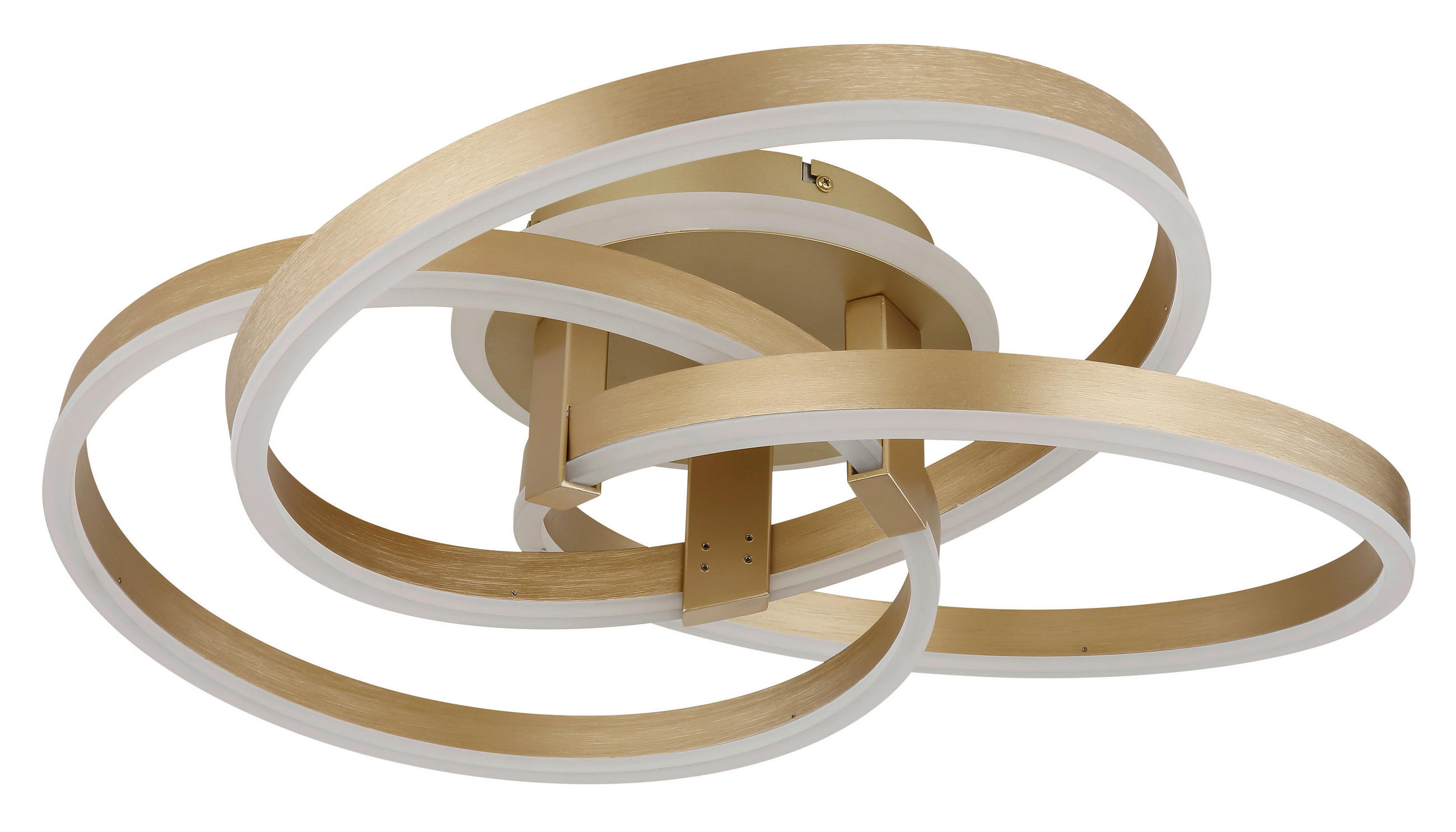 LED-DECKENLEUCHTE 60/57,5/20 cm   - Goldfarben/Opal, Design, Kunststoff/Metall (60/57,5/20cm) - Globo
