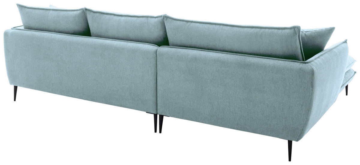 ECKSOFA Blaugrau Webstoff  - Blaugrau/Schwarz, KONVENTIONELL, Textil/Metall (196/304cm) - Hom`in