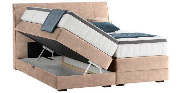 BOXSPRINGBETT 180/200 cm in Hellbraun - Wengefarben/Hellbraun, KONVENTIONELL, Holz/Textil (180/200cm) - Novel