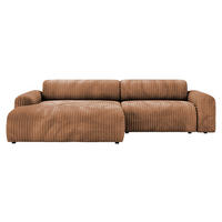ECKSOFA in Cord Hellbraun  - Hellbraun/Schwarz, Design, Kunststoff/Textil (178/292cm) - Livetastic