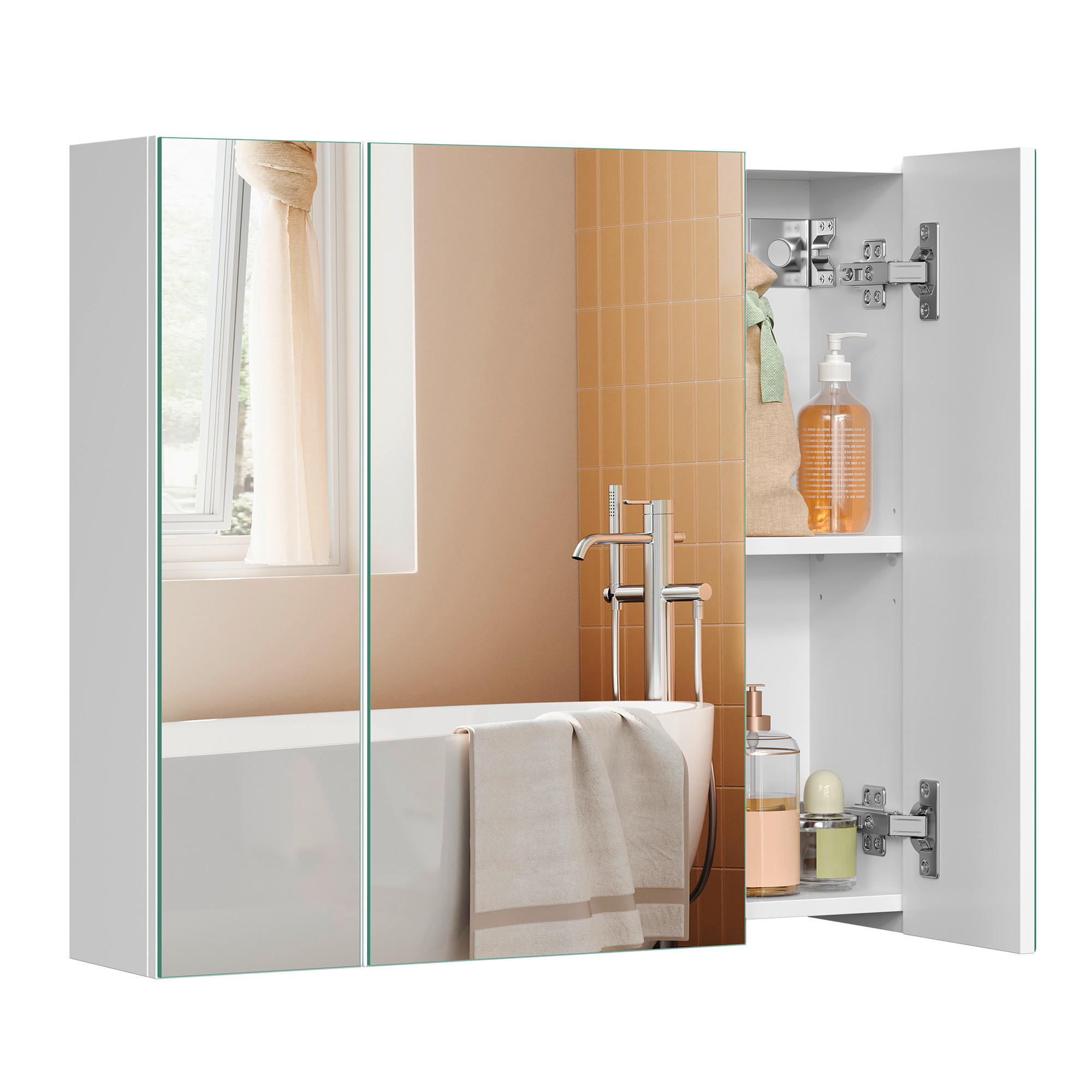 SPIEGELSCHRANK 60/55/15 cm  - Weiß, Trend, Glas/Holzwerkstoff (60/55/15cm) - MID.YOU