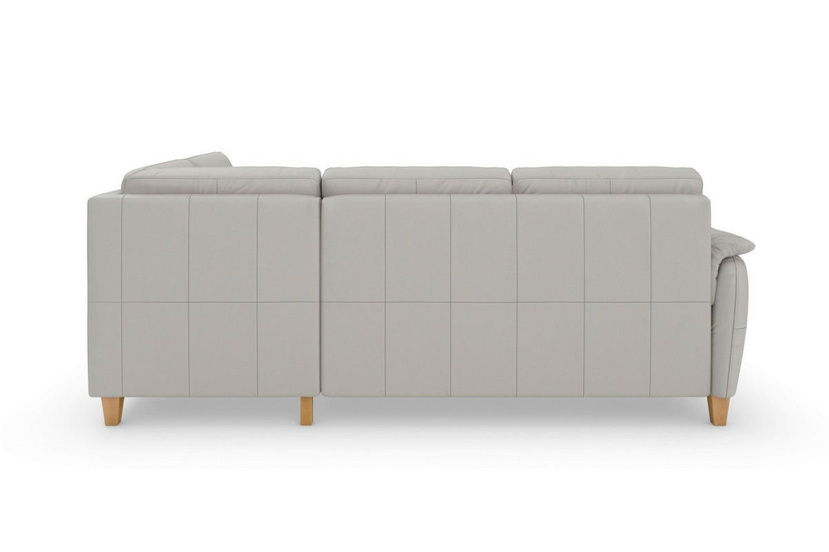 ROHOVÁ SEDAČKA, koža, svetlosivá - farba duba/svetlosivá, Basics, koža/drevo (236/212cm) - Sit & More