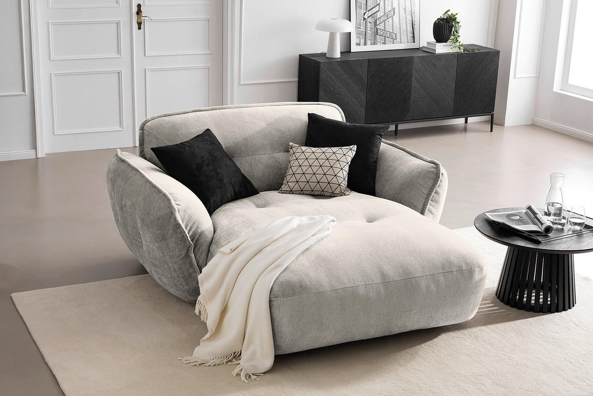 XXL-SESSEL in Chenille Silberfarben  - Silberfarben/Schwarz, Modern, Kunststoff/Textil (182/87/184cm) - Trendmanufaktur