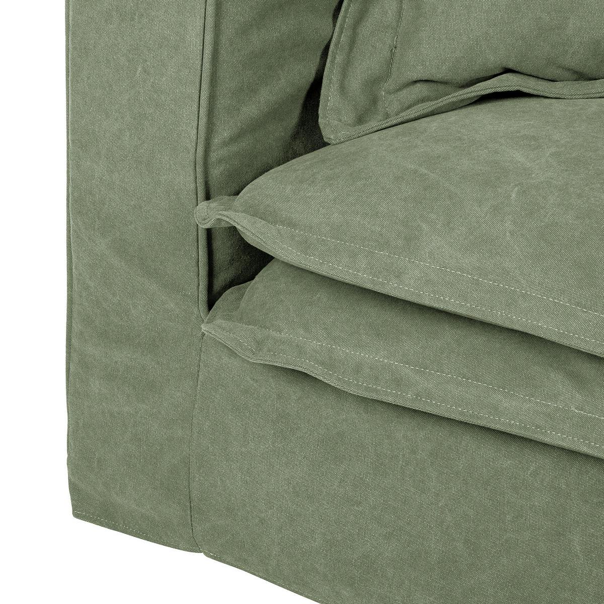 BIGSOFA STELLA in Webstoff Olivgrün  - Schwarz/Olivgrün, Design, Kunststoff/Textil (338/90/119cm) - P & B