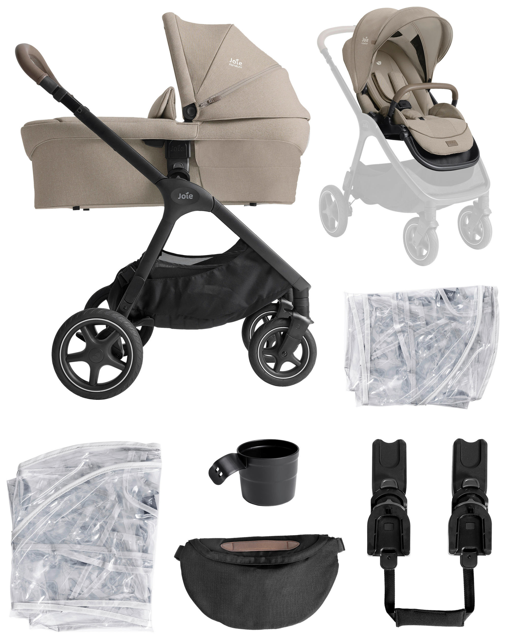 KOMBIKINDERWAGEN  Finiti 2in1  Sandstone  - Sandfarben/Schwarz, Basics, Kunststoff/Metall (60/109/87cm) - JOIE SIGNATURE