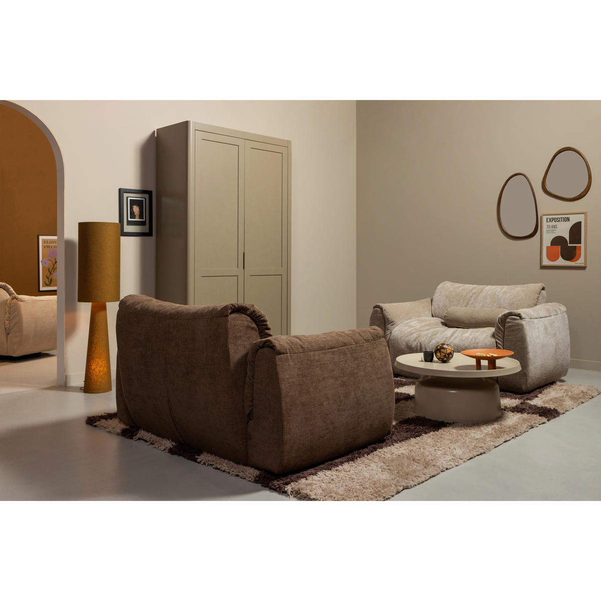 STEHLEUCHTE Loft 30/130/30 cm  - Gelb/Braun, Basics, Textil (30/130/30cm) - Collet's Monde