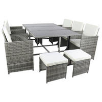 GARTENTISCHGRUPPE   - Creme/Grau, Modern, Glas/Kunststoff - Ambia Garden